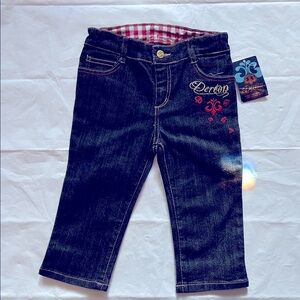 Dereon Black and Red Jeans with Embroidery
